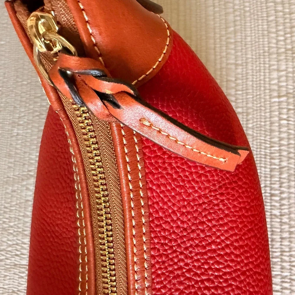 New Dooney & Bourke Women's Red Pebbled Leather Hobo Shoulder Bag Gold Hardware
